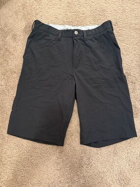 adidas Men's Black Athletic Flat-Front Shorts